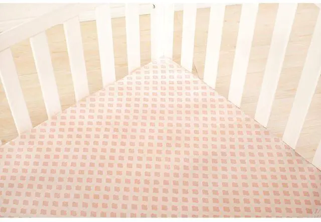 Main image of Dena Pink Baby Crib Fitted Sheet Lily Secure Fit 100% Cotton (52-in X 28-in)