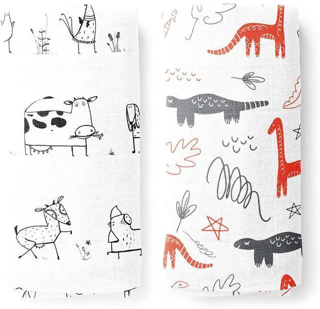 Main image of Premium Cotton Muslin Baby Swaddle 100% Soft Breathable Wrap Receiving 2 Pack