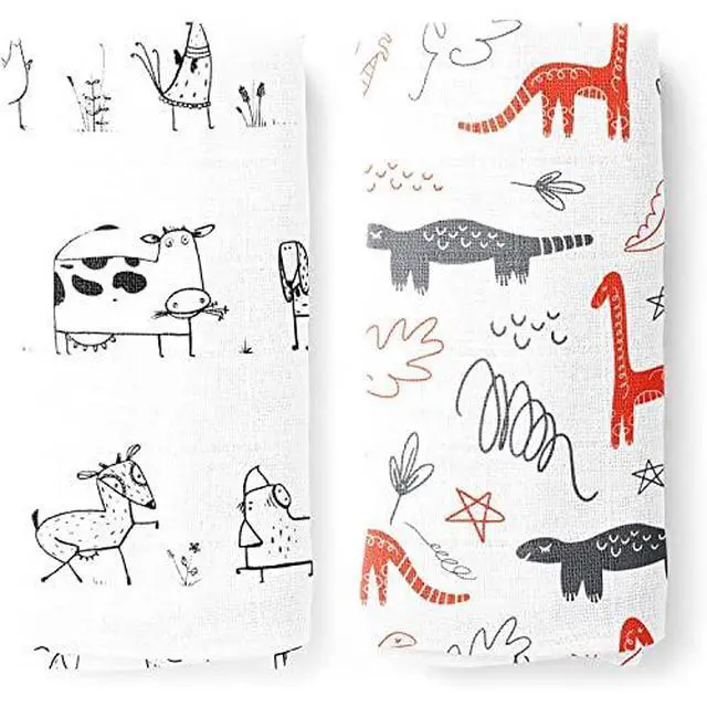 Alt view image 3 of 5 - Premium Cotton Muslin Baby Swaddle 100% Soft Breathable Wrap Receiving 2 Pack