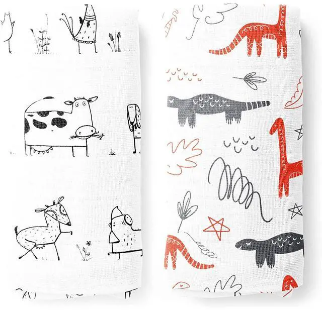 Alt view image 4 of 5 - Premium Cotton Muslin Baby Swaddle 100% Soft Breathable Wrap Receiving 2 Pack