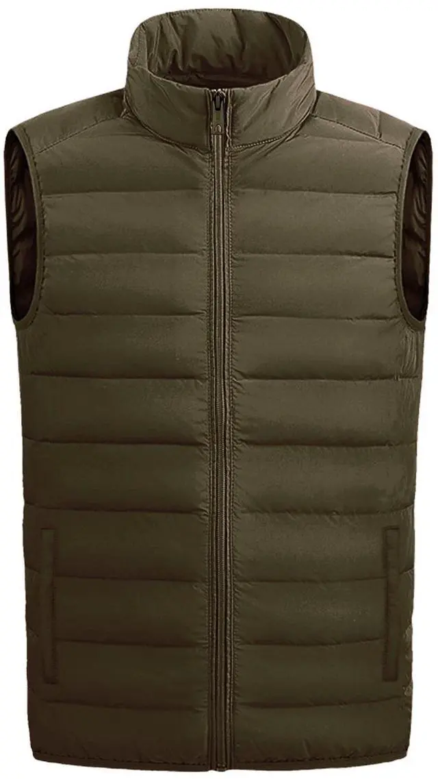 Main image of Men's Full Zip Warm Outerwear Puffer Vest Jacket, KSY7 Khaki, M