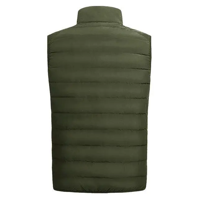 Alt view image 6 of 7 - Men's Full Zip Warm Outerwear Puffer Vest Jacket, OSY17 Olive, M