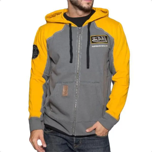 Main image of Von Dutch Men's "Superior Quality" Full Zip Hooded Sweatshirt, Charcoal, XL
