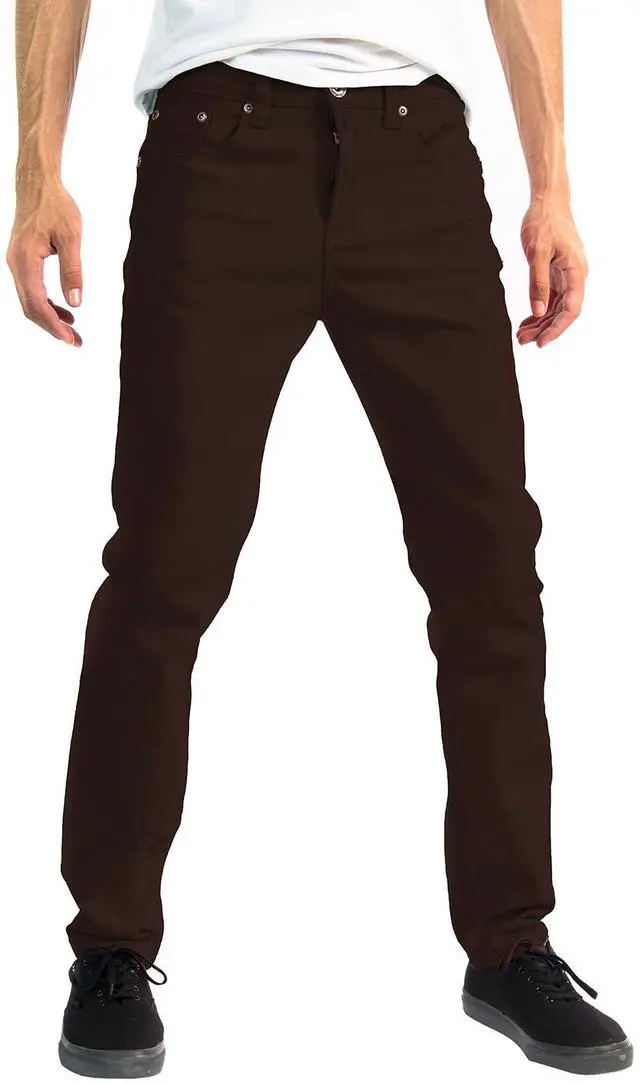 Main image of Alta Designer Fashion Mens Slim Fit Skinny Denim Jeans - Brown - Size 32