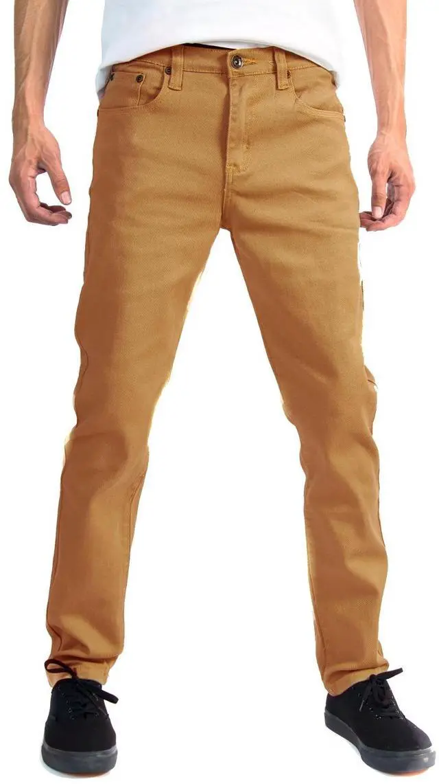 Main image of Alta Designer Fashion Mens Slim Fit Skinny Denim Jeans - Dark Khaki - Size 34