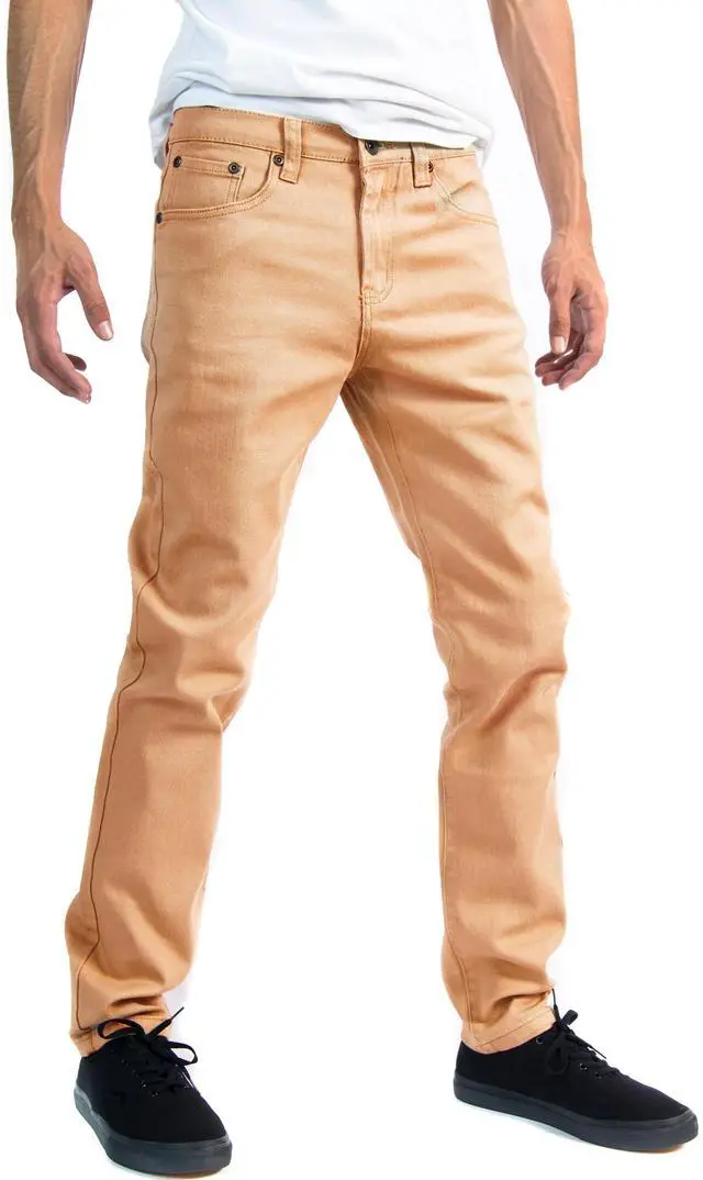 Main image of Alta Designer Fashion Mens Slim Fit Skinny Denim Jeans - Khaki - Size 30
