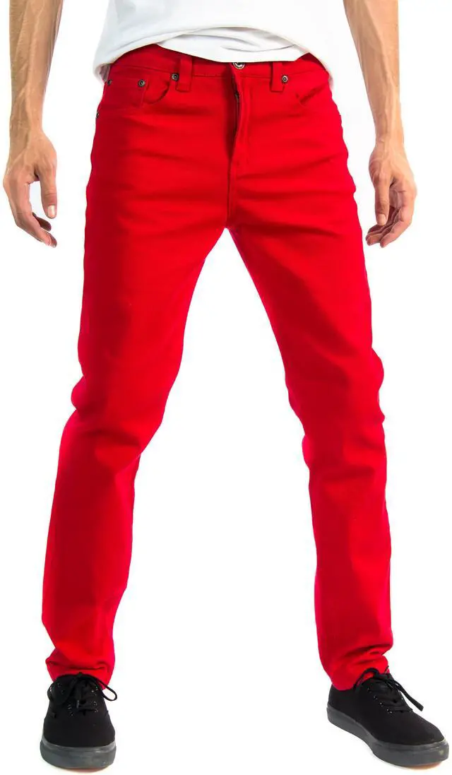Main image of Alta Designer Fashion Mens Slim Fit Skinny Denim Jeans - Red - Size 36