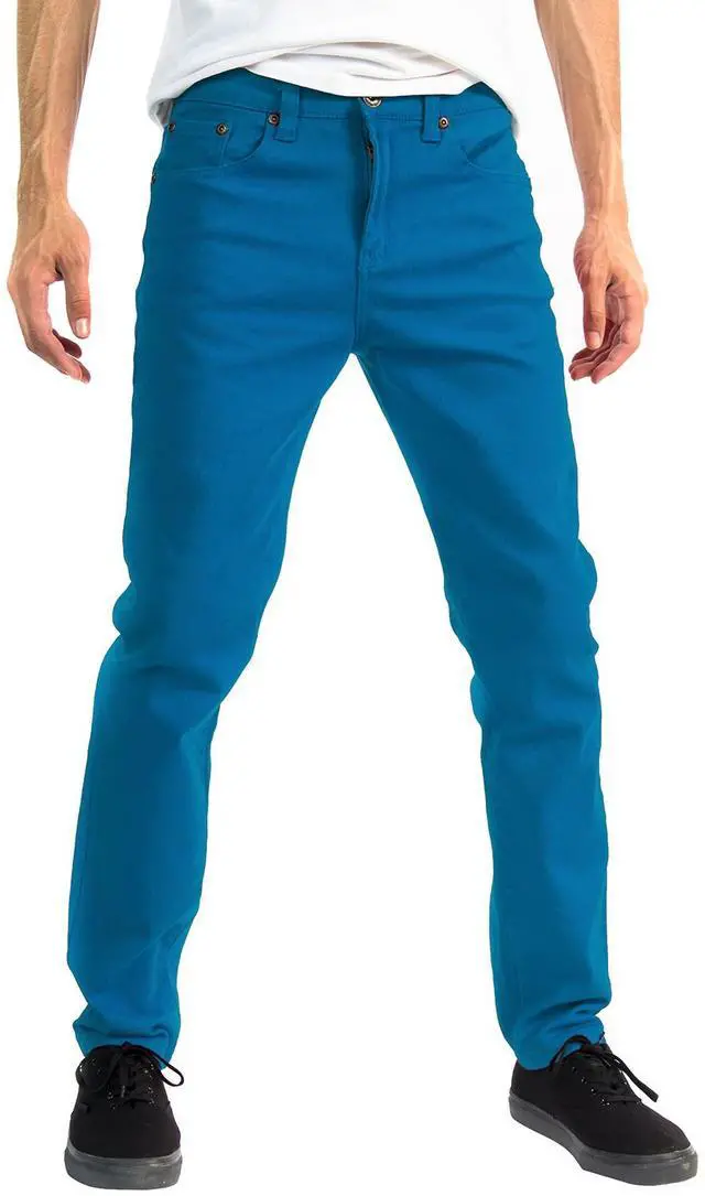 Main image of Alta Designer Fashion Mens Slim Fit Skinny Denim Jeans - Turquoise - Size 36