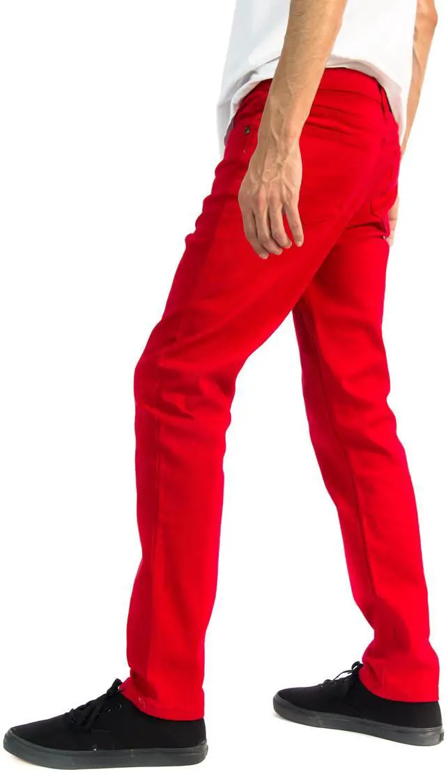 Alt view image 4 of 7 - Alta Designer Fashion Mens Slim Fit Skinny Denim Jeans - Red - Size 36