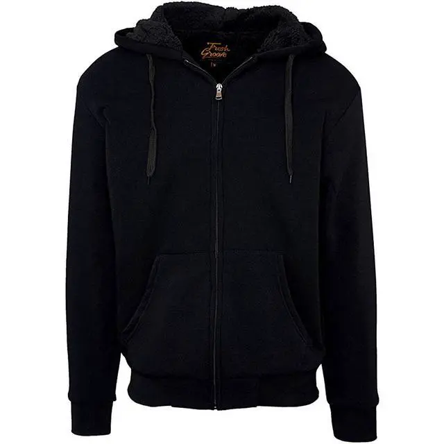 Alt view image 4 of 6 - Fresh Groove Men's Soft Sherpa-Lined Fleece Hoodie Sweatshirt, Black, L