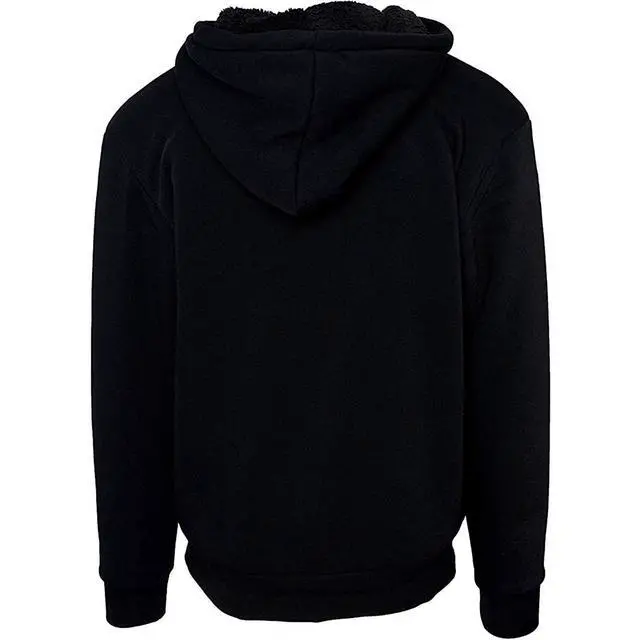 Alt view image 6 of 6 - Fresh Groove Men's Soft Sherpa-Lined Fleece Hoodie Sweatshirt, Black, L