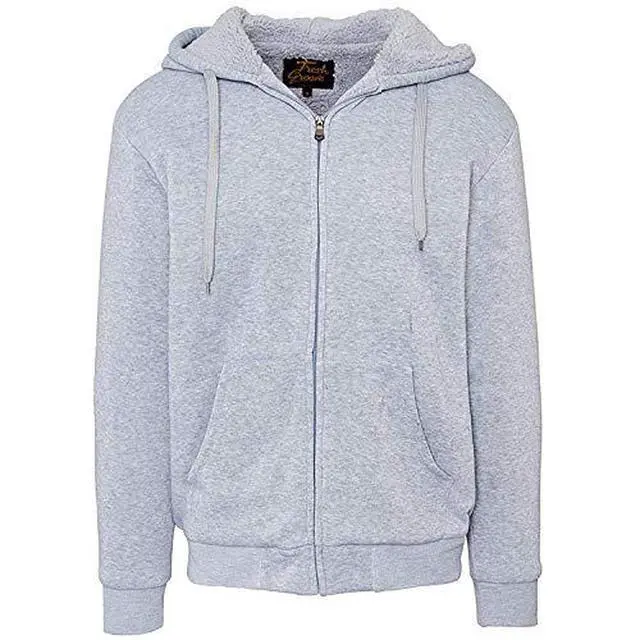 Alt view image 2 of 3 - Fresh Groove Men's Soft Sherpa-Lined Fleece Hoodie Sweatshirt, Light Gray, M