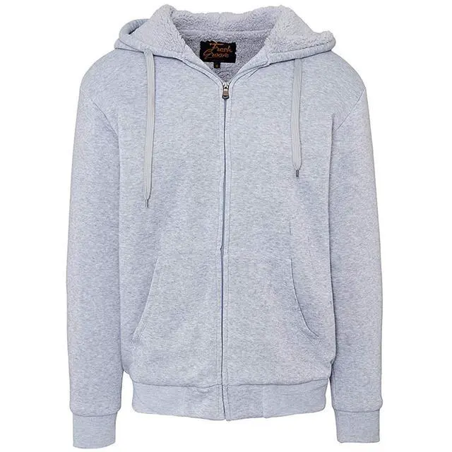 Alt view image 3 of 3 - Fresh Groove Men's Soft Sherpa-Lined Fleece Hoodie Sweatshirt, Light Gray, M