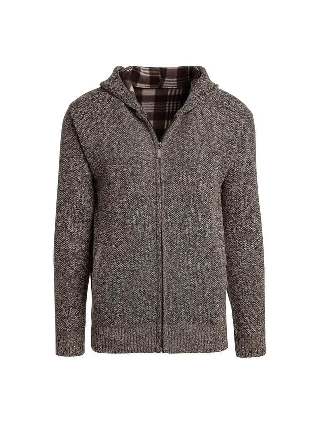 Alt view image 4 of 6 - Alta Men's Fleece Lined Casual Full-Zip Pocket Sweater Jacket - Brown Hoodie - S