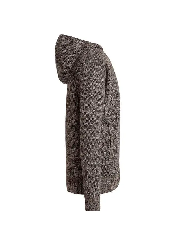 Alt view image 5 of 6 - Alta Men's Fleece Lined Casual Full-Zip Pocket Sweater Jacket - Brown Hoodie - S