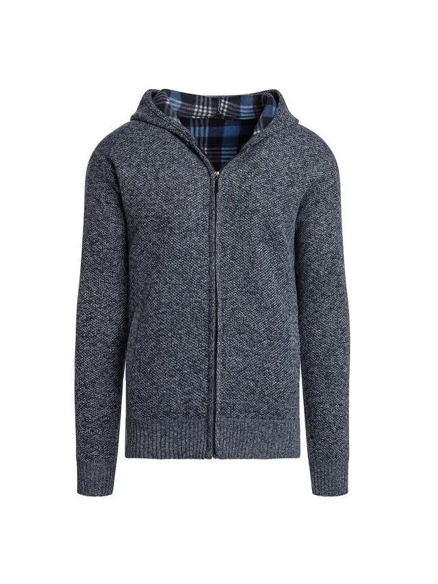 Alt view image 4 of 6 - Alta Men's Fleece Lined Casual Full-Zip Sweater Jacket - Light Blue Hoodie - XXL