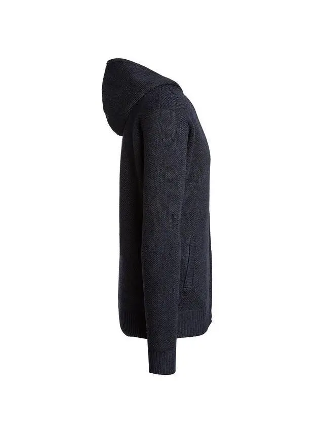 Alt view image 5 of 6 - Alta Men's Fleece Lined Casual Full-Zip Sweater Jacket - Navy Blue Hoodie - S