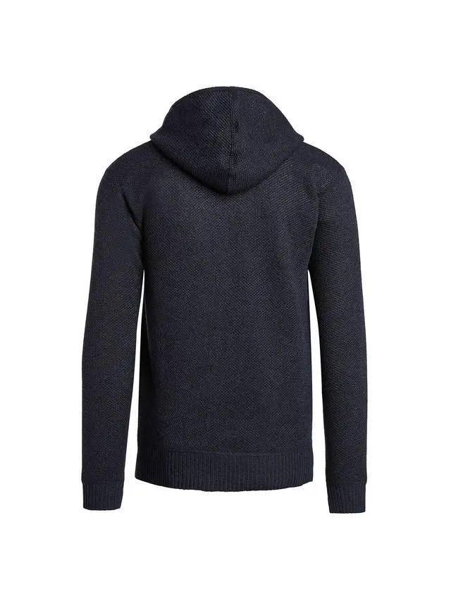 Alt view image 6 of 6 - Alta Men's Fleece Lined Casual Full-Zip Sweater Jacket - Navy Blue Hoodie - S