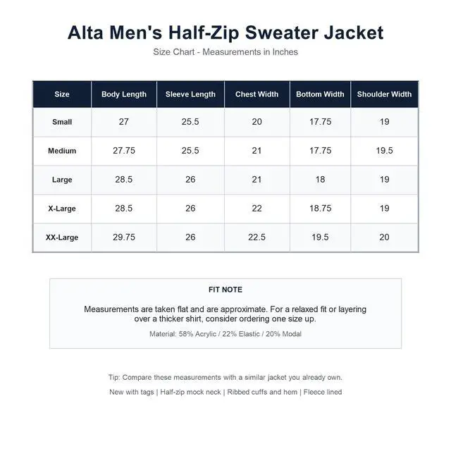 Alt view image 4 of 4 - Alta Men's Fleece Lined Casual Full-Zip Mock Neck Sweater - Green Jacket - S