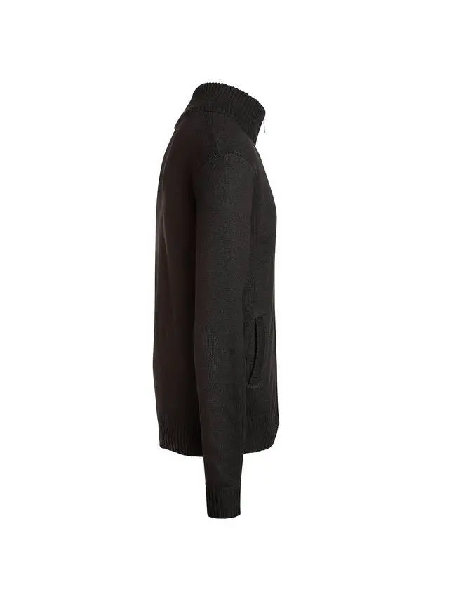 Alt view image 5 of 6 - Alta Men's Casual Long Sleeve Full-Zip Mock Neck Sweater - Black Jacket - S