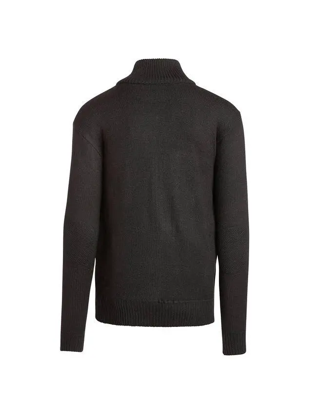 Alt view image 6 of 6 - Alta Men's Casual Long Sleeve Full-Zip Mock Neck Sweater - Black Jacket - S