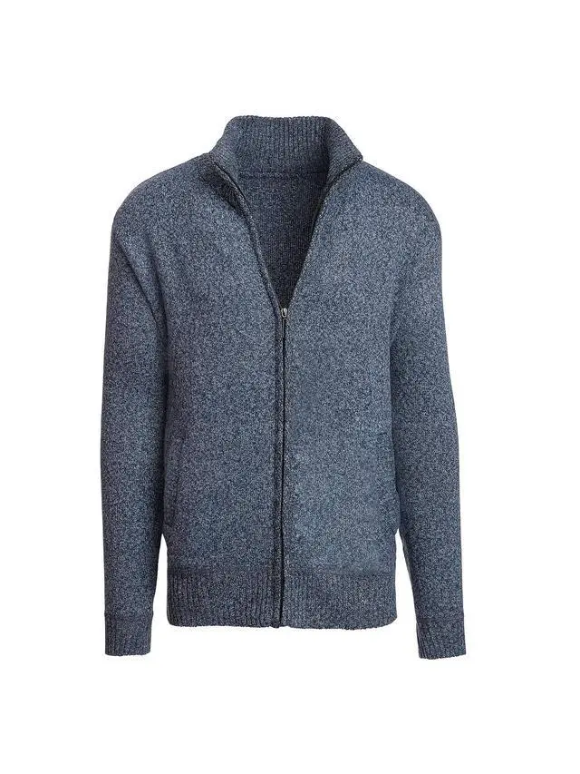 Alt view image 4 of 6 - Alta Men's Casual Long Sleeve Full-Zip Mock Neck Sweater - Blue Jacket - XXL