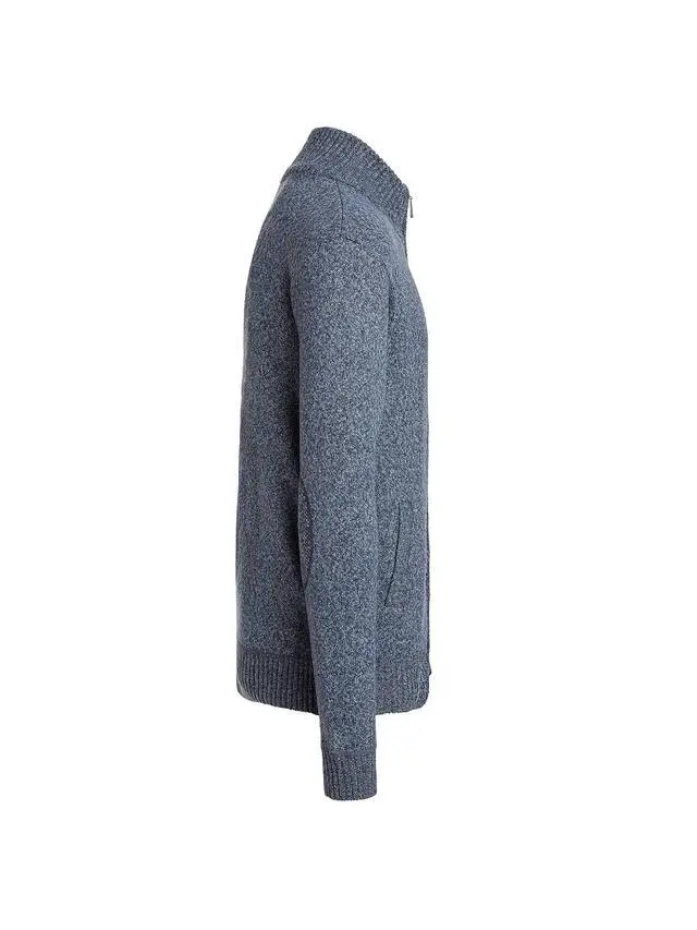 Alt view image 5 of 6 - Alta Men's Casual Long Sleeve Full-Zip Mock Neck Sweater - Blue Jacket - XXL