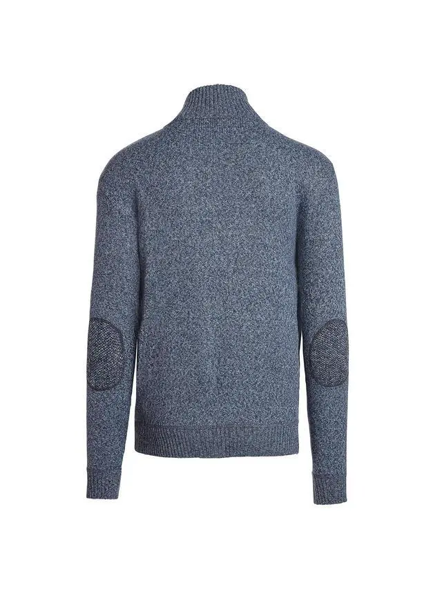 Alt view image 6 of 6 - Alta Men's Casual Long Sleeve Full-Zip Mock Neck Sweater - Blue Jacket - XXL