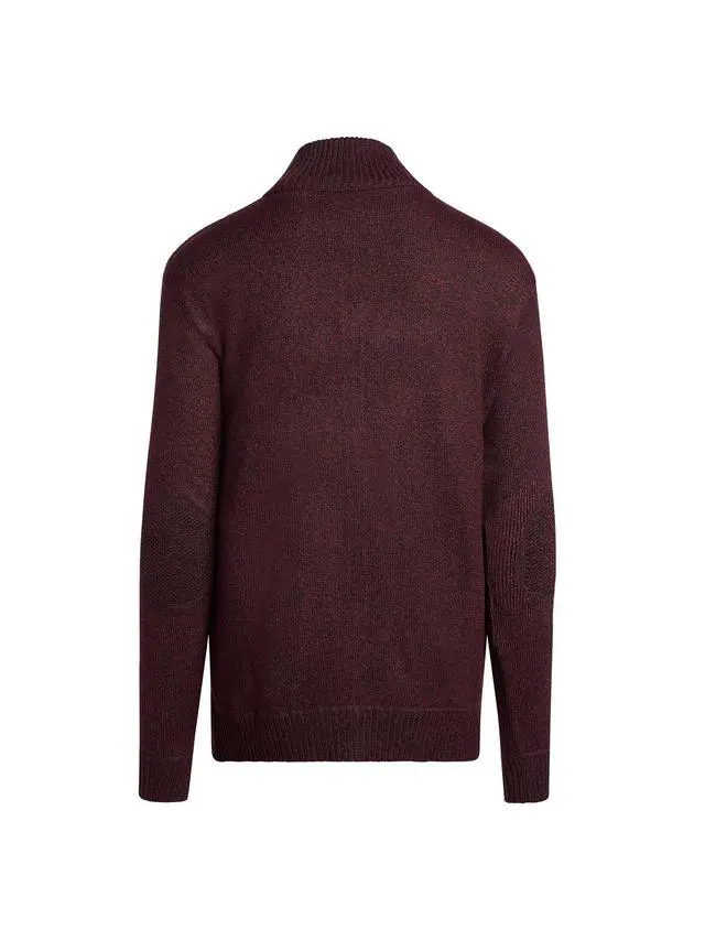 Alt view image 6 of 6 - Alta Men's Casual Long Sleeve Full-Zip Mock Neck Sweater - Red Jacket - XL