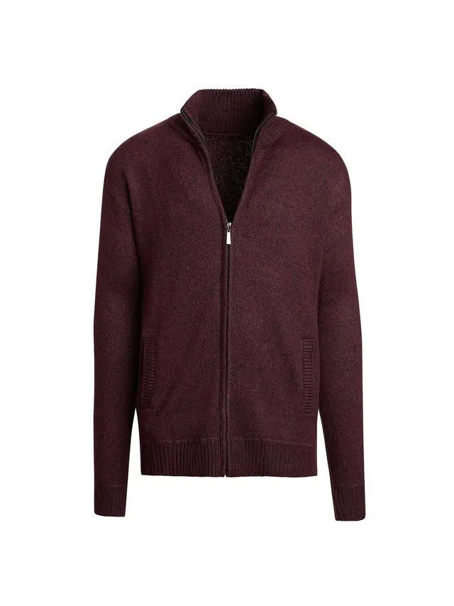 Alt view image 4 of 6 - Alta Men's Casual Long Sleeve Full-Zip Mock Neck Sweater - Red Jacket - XL