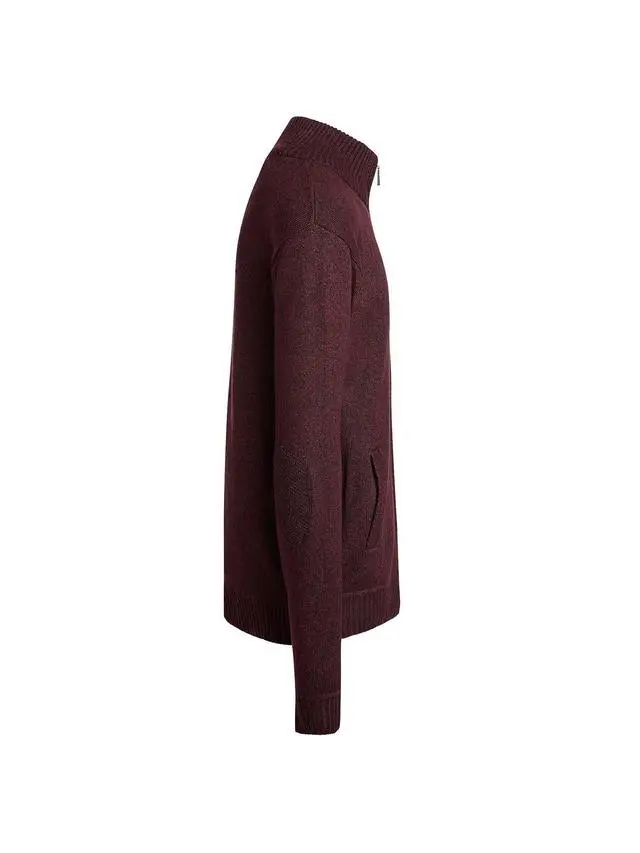 Alt view image 5 of 6 - Alta Men's Casual Long Sleeve Full-Zip Mock Neck Sweater - Red Jacket - XL