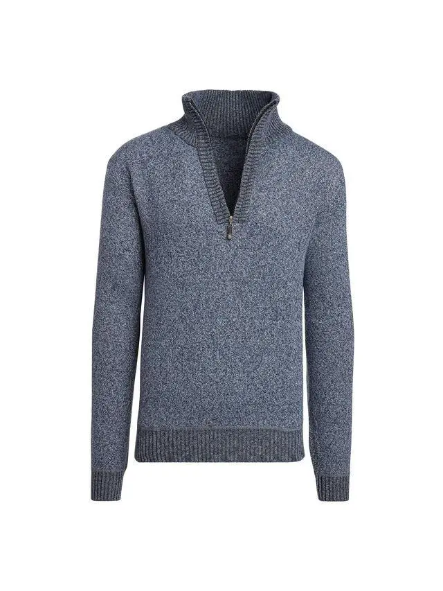 Alt view image 4 of 6 - Alta Men's Casual Long Sleeve Half-Zip Mock Neck Sweater - Blue Jacket - S