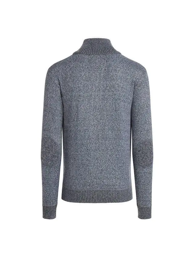 Alt view image 6 of 6 - Alta Men's Casual Long Sleeve Half-Zip Mock Neck Sweater - Blue Jacket - S