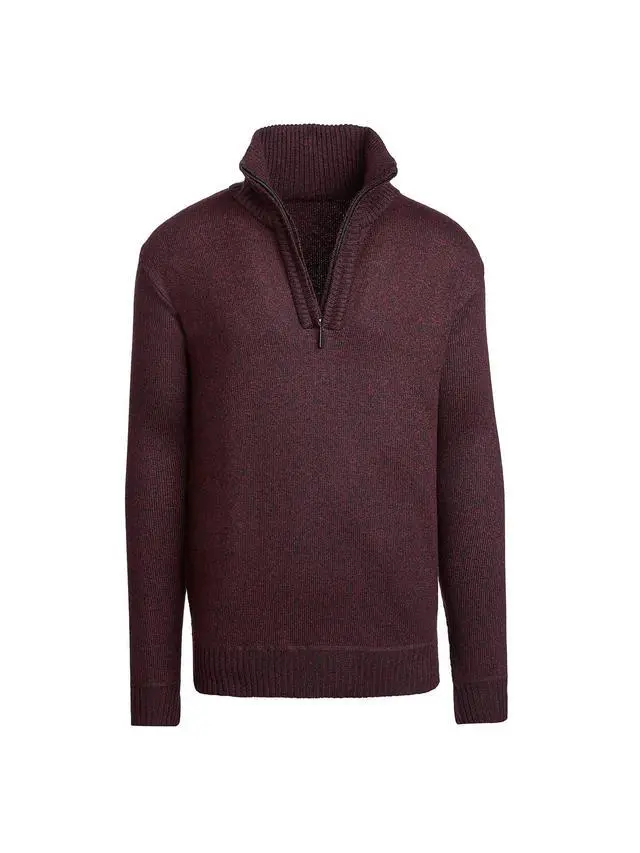 Alt view image 4 of 6 - Alta Men's Casual Long Sleeve Half-Zip Mock Neck Sweater - Red Jacket - XXL