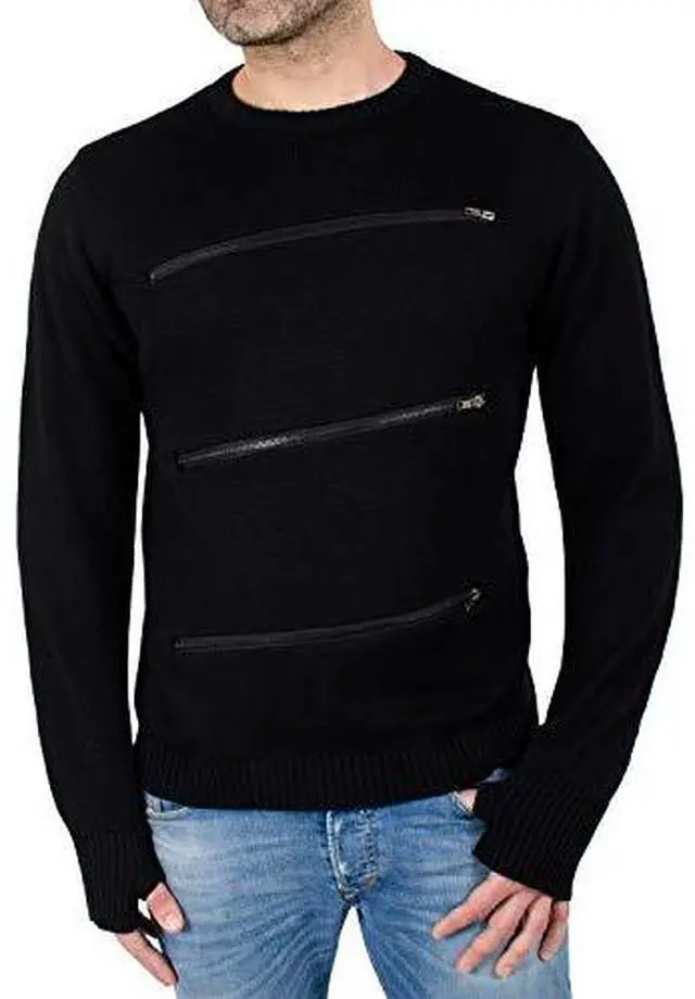 Alt view image 4 of 7 - Indigo Star Men's Fashion Crewneck Sweater Pullover with Zipper Detail - Medium