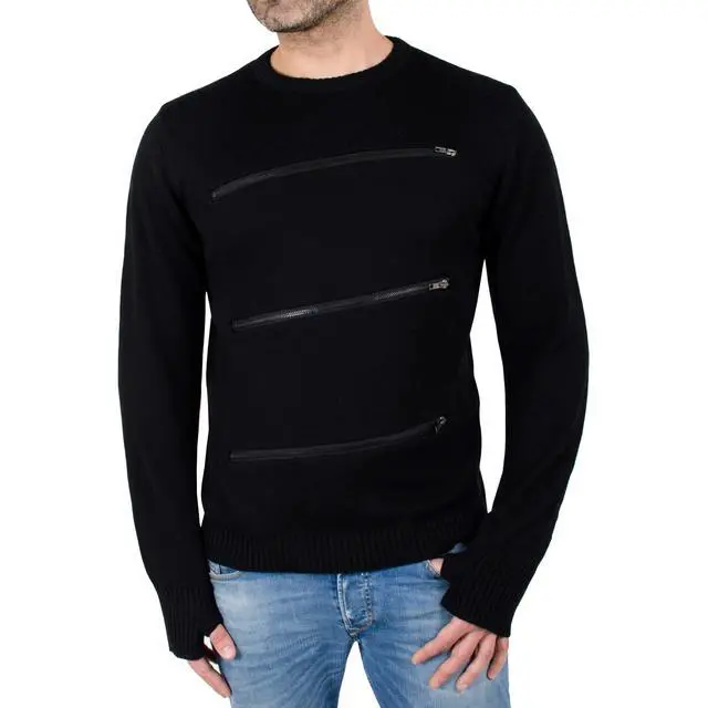 Alt view image 5 of 7 - Indigo Star Men's Fashion Crewneck Sweater Pullover with Zipper Detail - Medium