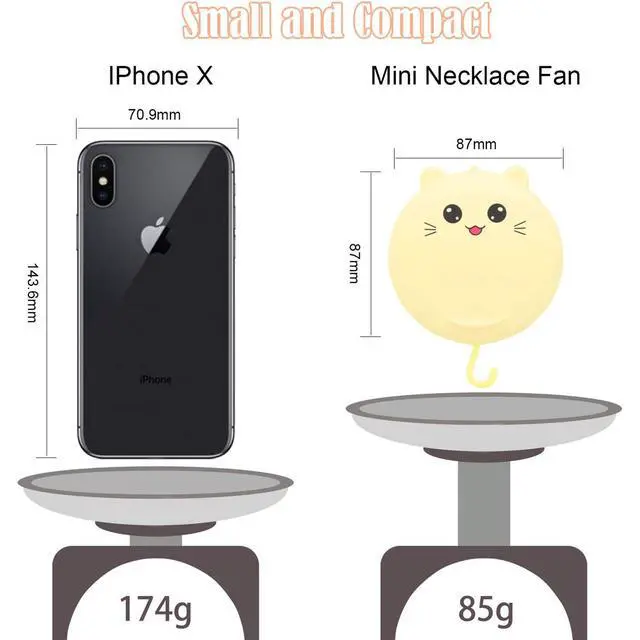 Alt view image 4 of 7 - Mini Necklace Fan, Portable Desk Fan, Personal Foldable Handheld Fan, Yellow