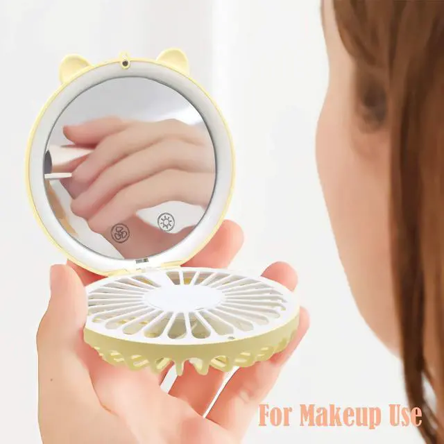 Alt view image 6 of 7 - Mini Necklace Fan, Portable Desk Fan, Personal Foldable Handheld Fan, Yellow