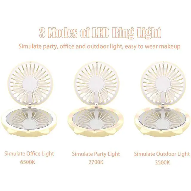 Alt view image 7 of 7 - Mini Necklace Fan, Portable Desk Fan, Personal Foldable Handheld Fan, Yellow