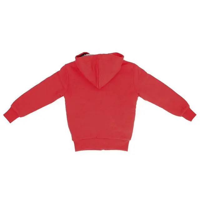 Alt view image 6 of 6 - Kids Sherpa Lined Fleece Full Zip Up Hooded Sweatshirt Jacket, Red, M