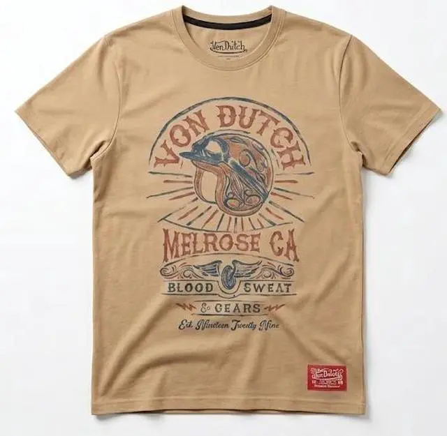 Main image of Von Dutch Men's Short Sleeve Blood, Sweat, and Gears, Brass, XL