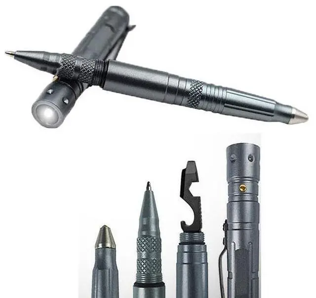Main image of 7 in 1 Tactical Pen Multi Tool - Flashlight Glass Breaker Screwdriver - Black