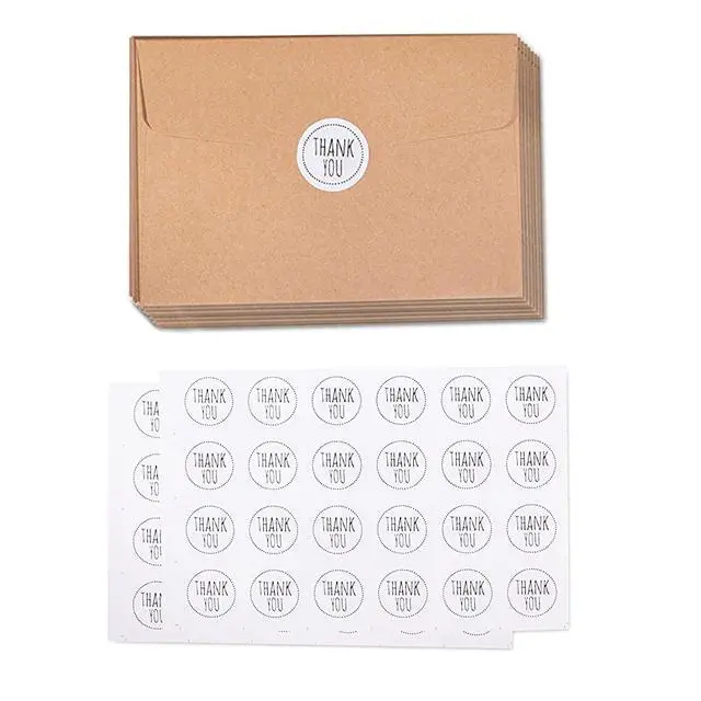 Alt view image 2 of 7 - 40 Kraft Rustic Envelopes, Stickers Thank You Notes Cards Bulk Set 4x6 inch