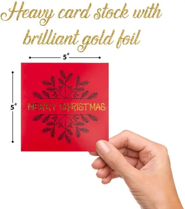 Alt view image 4 of 6 - 20 Christmas Holiday Greeting Gold Foil Envelopes Stickers Cards Bulk 5x5 inch