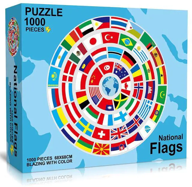 Main image of 1000 Piece Age 12+ Kids Family National Flags Large Round Jigsaw Puzzle