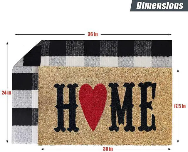 Alt view image 3 of 7 - Front Door Home Mat 30"x17"Buffalo Plaid Rug-Non-Slip Entryway Indoor Outdoor