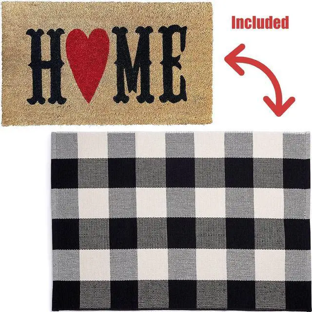 Alt view image 2 of 7 - Front Door Home Mat 30"x17"Buffalo Plaid Rug-Non-Slip Entryway Indoor Outdoor