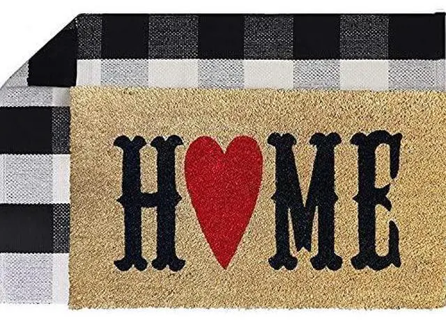 Alt view image 5 of 7 - Front Door Home Mat 30"x17"Buffalo Plaid Rug-Non-Slip Entryway Indoor Outdoor