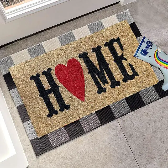 Alt view image 4 of 7 - Front Door Home Mat 30"x17"Buffalo Plaid Rug-Non-Slip Entryway Indoor Outdoor