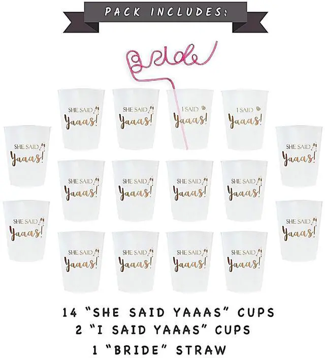 Alt view image 2 of 7 - 16 Pack Bride Bachelorette Party Decoration Cups Engagement Wedding Gift, 16oz